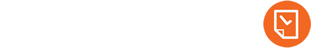 Orange circle with document and checkmark symbol